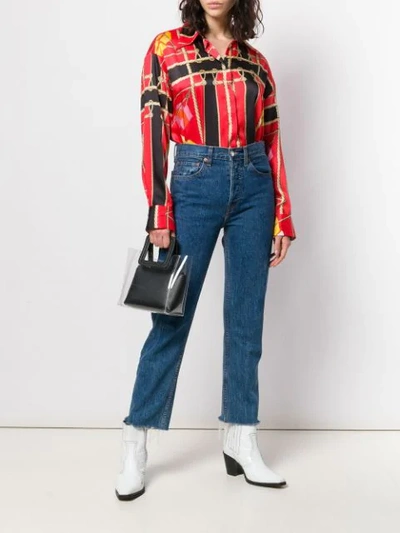 Shop Msgm Knot Printed Shirt In Red