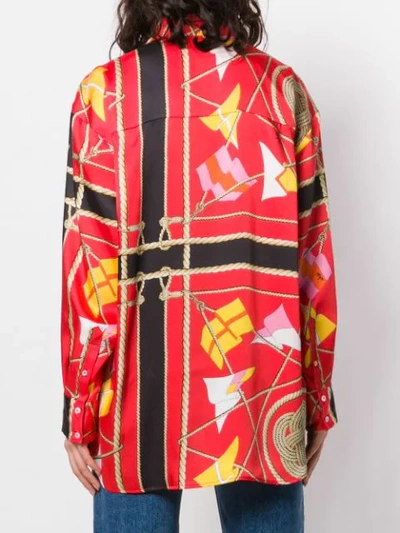 Shop Msgm Knot Printed Shirt In Red