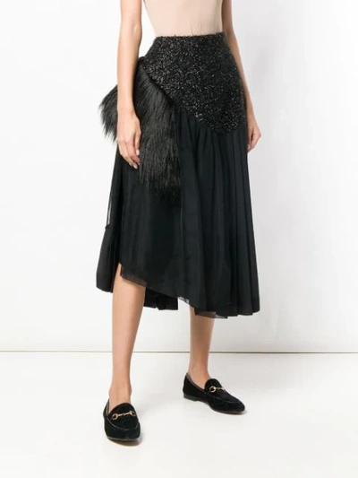 Shop Simone Rocha Asymmetric Pleated Skirt - Black