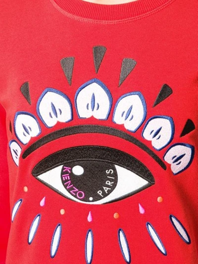 Shop Kenzo Eye Sweatshirt Dress In Red