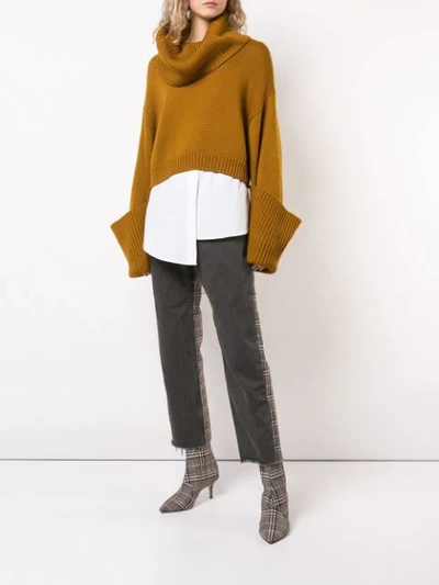 Shop Monse Giant Cuff Jumper In Brown