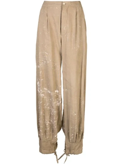 UMA WANG PAINT SPLATTER EFFECT TROUSERS - 棕色