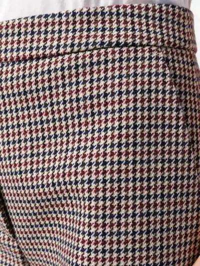 Shop Msgm Dogtooth Cropped Trousers In Red