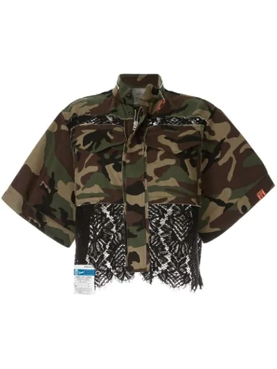 Shop Miharayasuhiro Lace Camouflage Jacket In Green