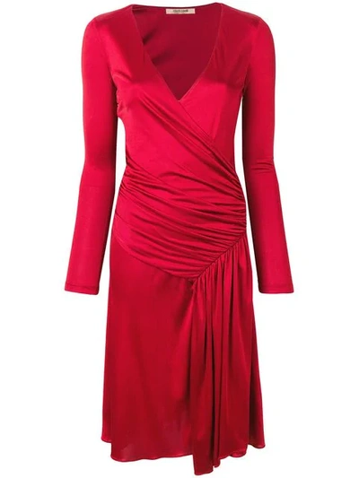 Shop Roberto Cavalli Draped Detail Dress In Red