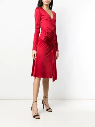 Shop Roberto Cavalli Draped Detail Dress In Red