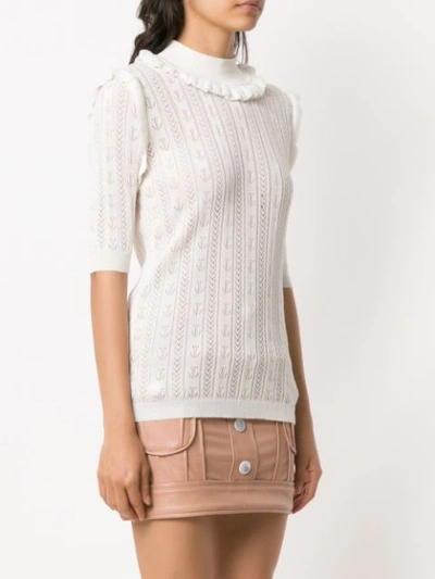 Shop Andrea Bogosian Ruffled Knit Blouse In White