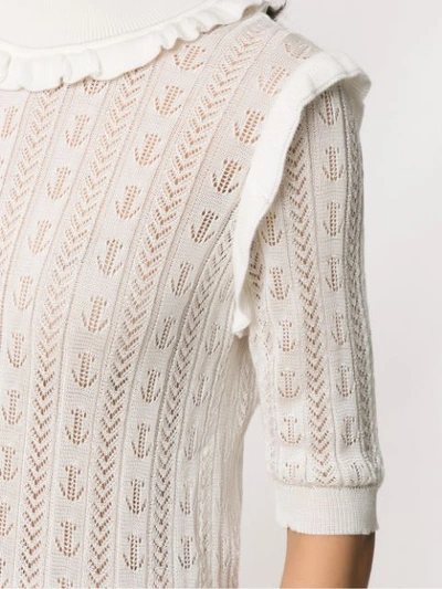 Shop Andrea Bogosian Ruffled Knit Blouse In White