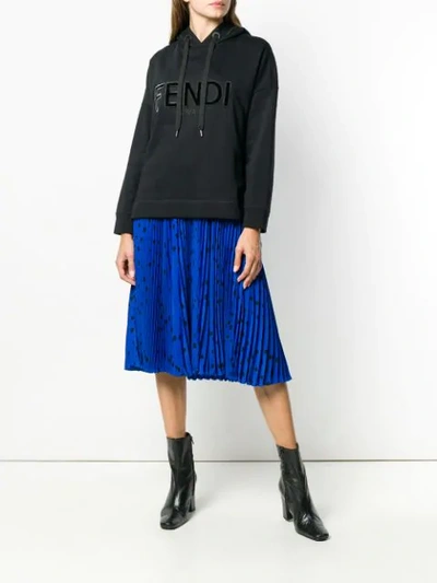 Shop Fendi Logo Hoodie In Black