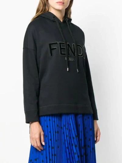 Shop Fendi Logo Hoodie In Black