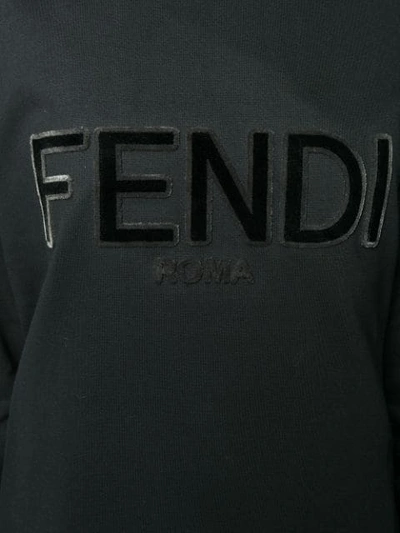 Shop Fendi Logo Hoodie In Black