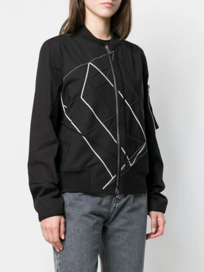 Shop Rick Owens Abstract Print Bomber Jacket In Black