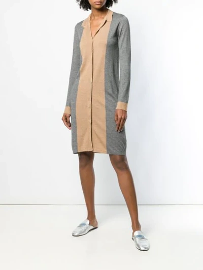 Shop Cashmere In Love Natya Two-tone Sweater Dress In Grey
