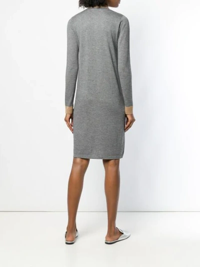Shop Cashmere In Love Natya Two-tone Sweater Dress In Grey