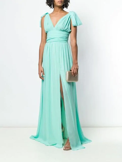 Shop Pinko V-back Dress In E33 Green