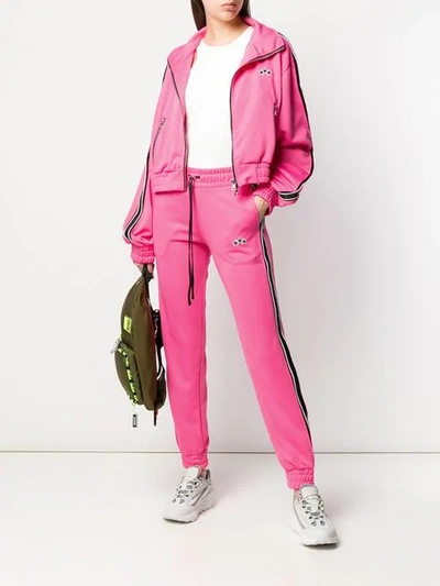 Shop Amiri Side Stripe Track Pants In Npk Neon Pink