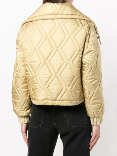 Shop See By Chloé Quilted Satin Bomber Jacket - Yellow