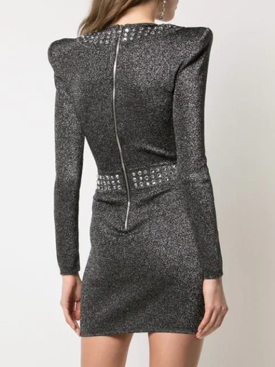Shop Balmain Lurex Fitted Mini Dress In Black