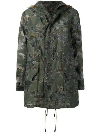 Shop Mr & Mrs Italy Floral Camo Print Parka In Green