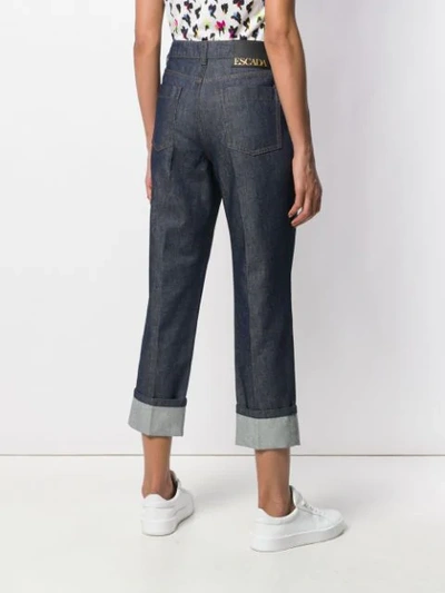 Shop Escada Cropped Button Jeans In Blue