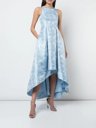 AIDAN MATTOX FLORAL PRINT FULL SKIRT DRESS - 蓝色