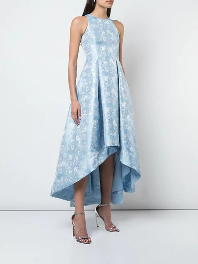 Shop Aidan Mattox Floral Print Full Skirt Dress In Blue