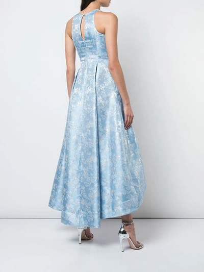 Shop Aidan Mattox Floral Print Full Skirt Dress In Blue