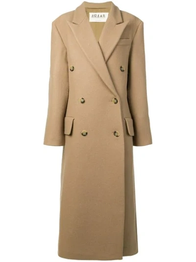 Shop A.w.a.k.e. Double Breasted Coat In Brown