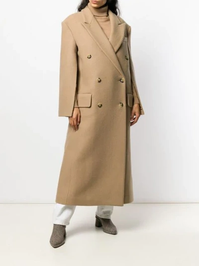 Shop A.w.a.k.e. Double Breasted Coat In Brown