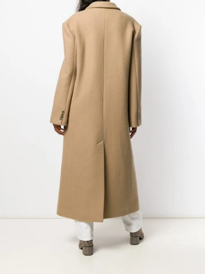 Shop A.w.a.k.e. Double Breasted Coat In Brown
