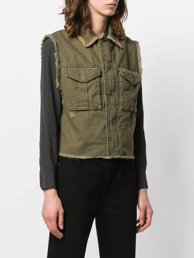 Shop Saint Laurent Military Gilet In Green