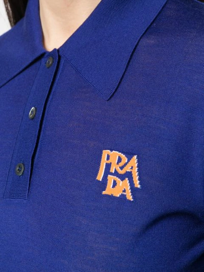 Shop Prada Classic Logo Polo In F0021 Inchiostro
