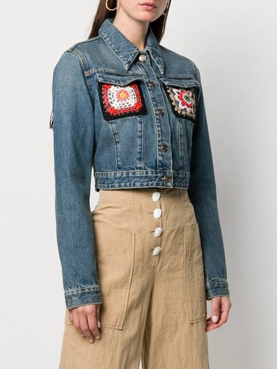 Shop Alanui Embroidered Denim Jacket In Blue