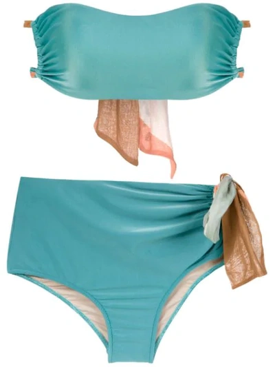 Shop Adriana Degreas Hot Pants Bikini Set In Blue