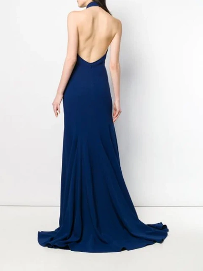 Stella Mccartney Meghan Navy Halterneck Gown In Blue