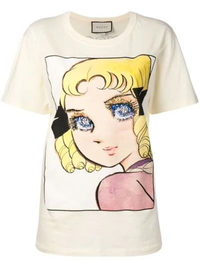 Shop Gucci Sequin Embellished Print T-shirt - Neutrals