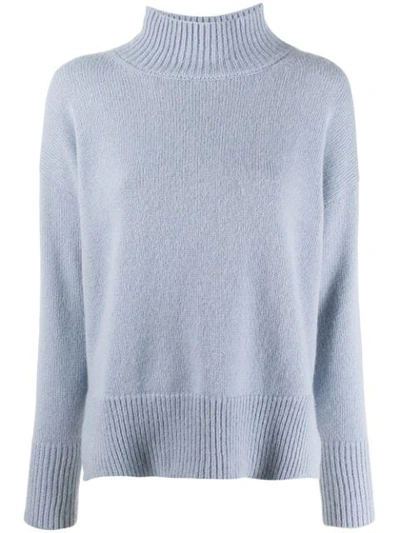 Shop Peserico Turtleneck Fine Knit Sweater In Blue