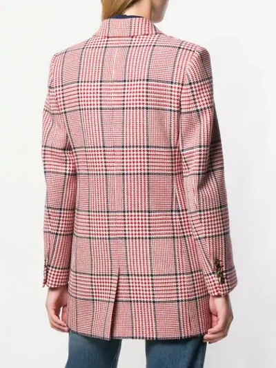 Shop Gucci Houndstooth Check Blazer In Red