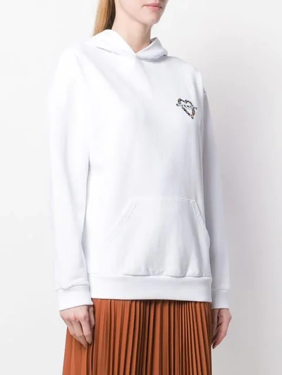 Shop Givenchy Beaded Logo Hoodie In White