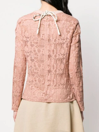 Shop Chloé Logo Embroidered Blouse In Nougat