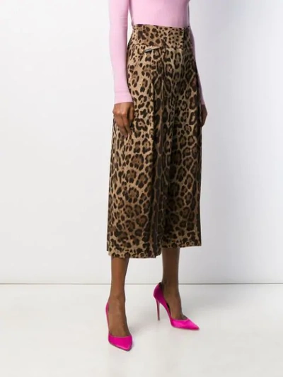 Shop Dolce & Gabbana Cropped Leopard Trousers In Brown