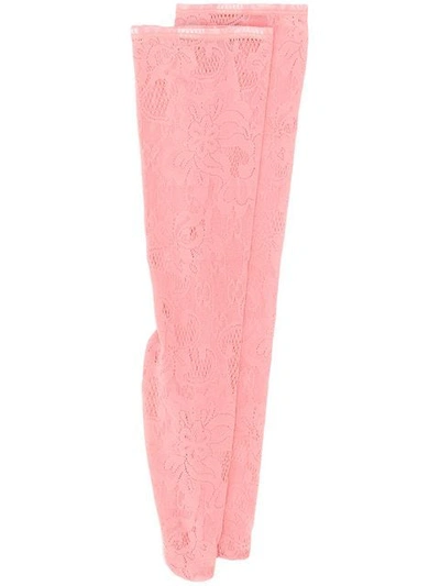 Shop Gucci Floral Lace Socks In Pink