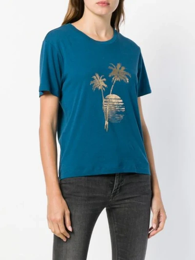 Shop Saint Laurent Sunset Print T-shirt In Blue