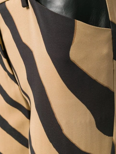 Shop Roberto Cavalli Cropped Zebra Stripe Trousers In Neutrals