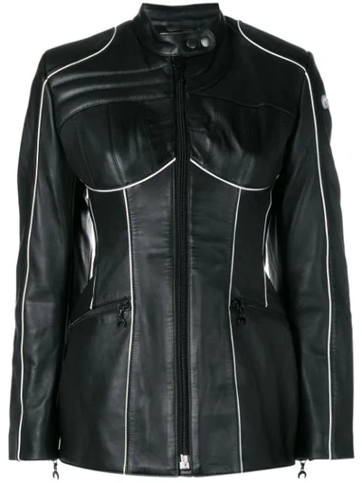 Shop Marine Serre Fitted Leather Jacket - Black