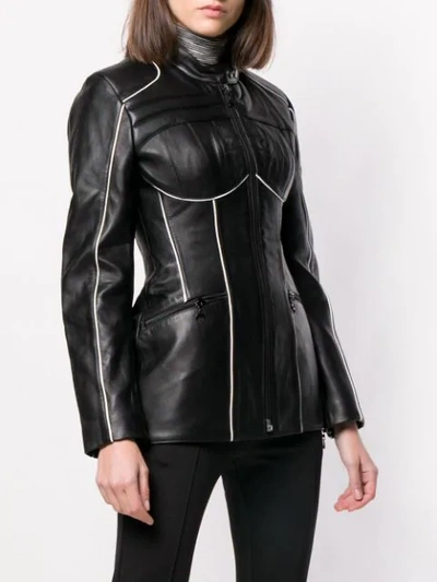 Shop Marine Serre Fitted Leather Jacket - Black