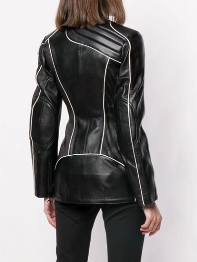 Shop Marine Serre Fitted Leather Jacket - Black