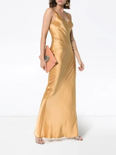 Shop Nili Lotan Bazile Silk Maxi Dress In Golden
