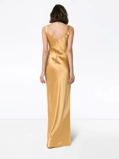 Shop Nili Lotan Bazile Silk Maxi Dress In Golden