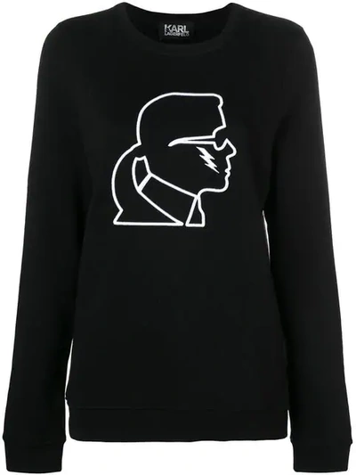 Shop Karl Lagerfeld Karl Lightning Bolt Sweatshirt In 999 Black